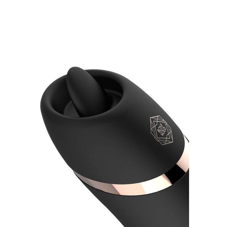 Stimulateur 2 en 1 avec langue vibrante - Rosy Gold