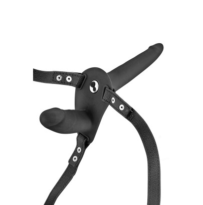 Double gode ceinture noir vibrant - Fetish Tentation