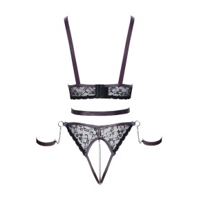 Ensemble ouvert 3 pièces noires - Cotelli Bondage 