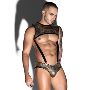 Ensemble top court à bretelles et slip doré - J Lingerie