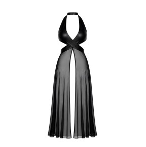 Robe longue fendue Do not Disturb F412 - Noir Handmade