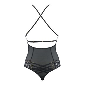 Body string tulle et dentelle noir V-10100 - Axami