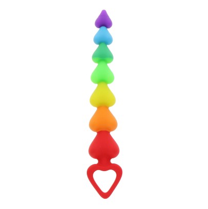 Stimulateur anal Rainbow Heart Beads - Toyjoy
