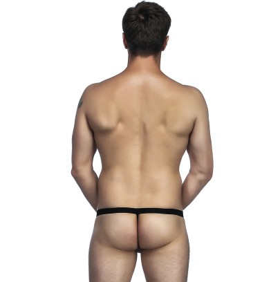 String noir avec poche pour pénis