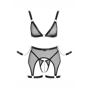 Ensemble Fetish noir en dentelle - Cotelli Bondage