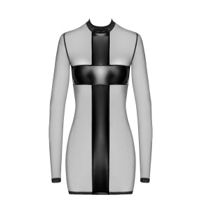 Mini robe tulle et wetlook Crossfire F369 - Noir Handmade
