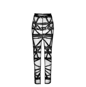 Jupe longue fendue Bondesque F360 - Noir Handmade