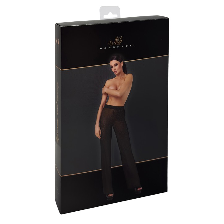 Pantalon en maille pailletée Onyx F374 - Noir Handmade