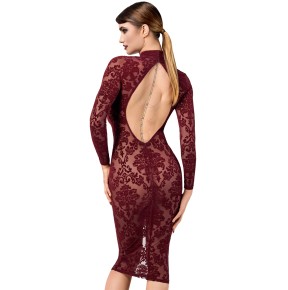 Robe fourreau en tulle floqué Kink Royal F384 - Noir Handmade