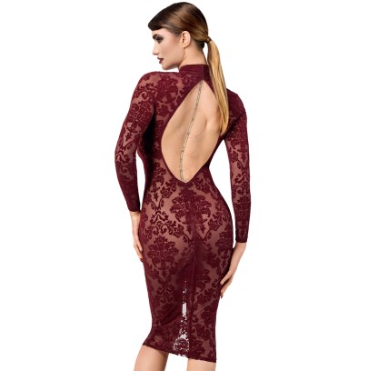 Robe fourreau en tulle floqué Kink Royal F384 - Noir Handmade