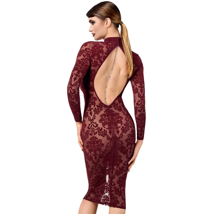 Robe fourreau en tulle floqué Kink Royal F384 - Noir Handmade