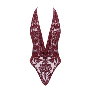Body en tulle floqué Kink Royal F386 - Noir Handmade