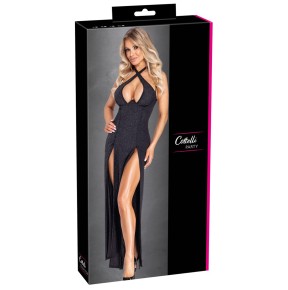 Robe longue à décolleté plongeant noire argentée - Cottelli PARTY 