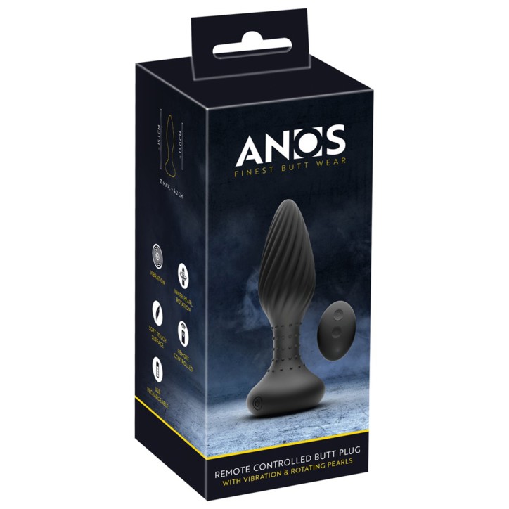 Plug anal vibrant et rotatif télécommandé - Anos
