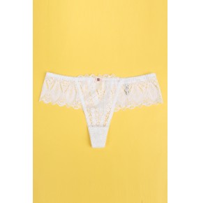 String dentelle dos lacé Blanc - Litolu Lingerie