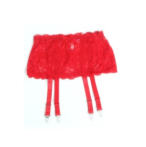 Porte-jarretelles dentelle large Rouge - Litolu Lingerie