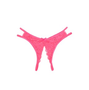 String ouvert dentelle Rose - Litolu Lingerie